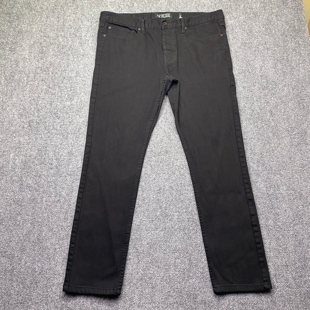 Rude Mens Skinny Jeans Black Denim Pants Sz 36 Grunge Western Moto retro